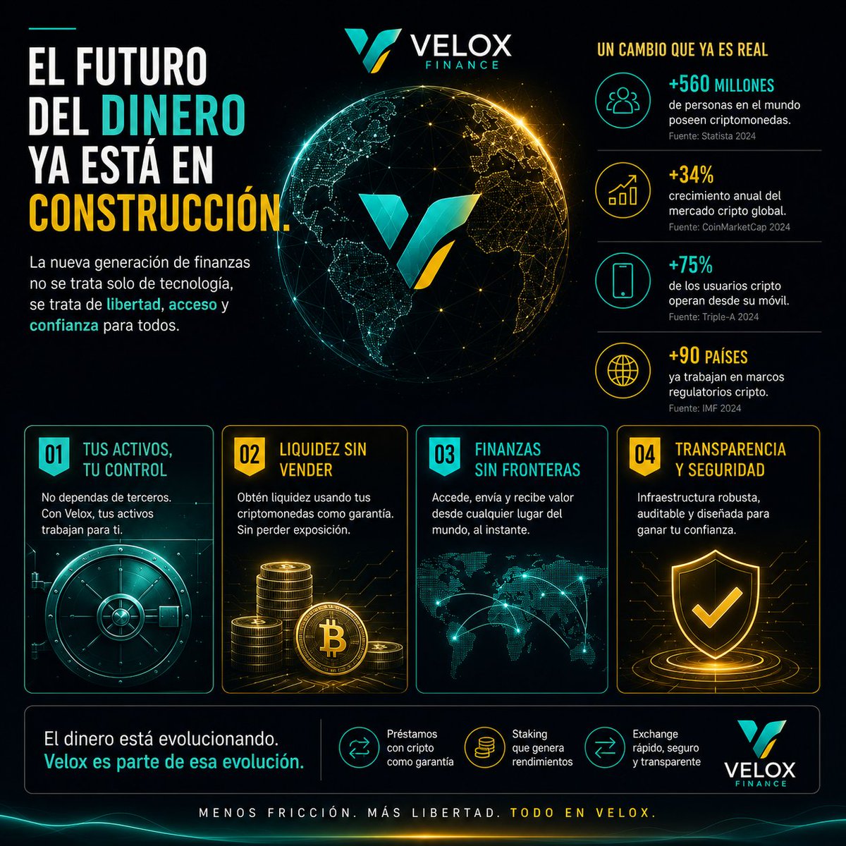 velox_finance's tweet photo. Las películas cambian la forma en que imaginamos el dinero.

Durante años vimos en el cine pagos instantáneos, identidades digitales, transacciones globales y mundos donde el dinero se movía sin fronteras.

Muchas de esas escenas parecían imposibles.

Hoy, gran parte de esa infraestructura ya existe o está construyéndose.

Lo interesante no es que la tecnología haya alcanzado a la ficción.

Es que la ficción ayudó a definir lo que millones de personas esperaban de ella.

Los usuarios ya no comparan los servicios financieros únicamente con otros bancos.

Los comparan con la experiencia que esperan de cualquier tecnología moderna: rápida, sencilla, global y transparente.

En Velox creemos que el futuro de las finanzas no consiste solo en desarrollar nuevas herramientas.

Consiste en construir experiencias que estén a la altura de las expectativas que el propio futuro ya despertó.