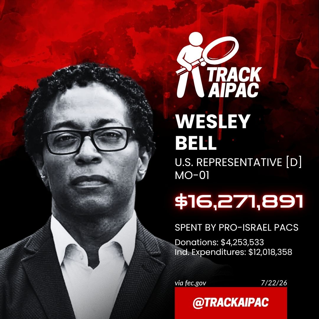 TrackAIPAC's tweet photo. 🚨 AIPAC ALERT: +$661,398 opposing Cori Bush in support of Wesley Bell in #MO01.

Confirmed Israel Lobby Total: $16,271,891 https://t.co/R3CDqtQOyV