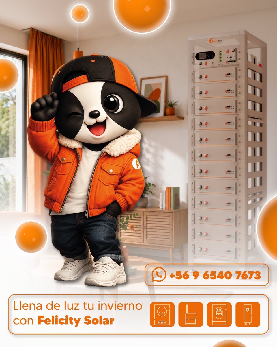 Felicitysolarcl's tweet photo. ☀️ Llena de luz tu invierno con Felicity Solar 🧡

Mantén tu hogar con energía, comodidad y respaldo durante toda la temporada. Con nuestras soluciones de almacenamiento energético, podrás aprovechar mejor la energía solar y disfrutar de mayor tranquilidad incluso en los días más fríos. 🔋⚡

📲 Cotiza con nosotros: +56 9 6540 7673

#FelicitySolar #EnergíaSolar #AlmacenamientoDeEnergía #BateríasSolares #InviernoConEnergía #EnergíaRenovable #SolucionesSolares #Chile #FelicitySolarChile