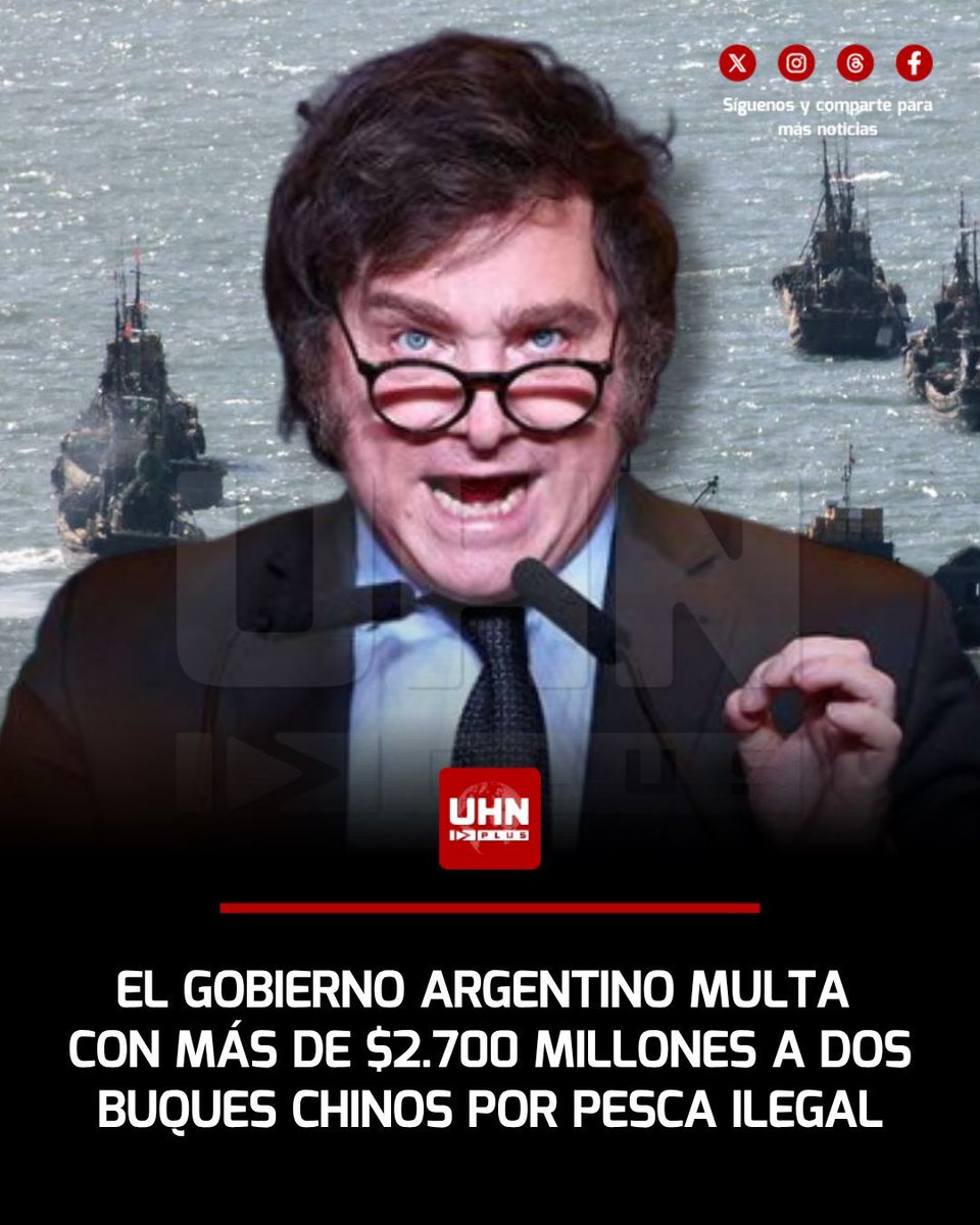 UHN_Plus's tweet photo. 🇦🇷🇨🇳‼️ | El Gobierno argentino sancionó a los buques “BAO FENG” y “BAO WIN” de bandera china tras detectarlos pescando sin autorización dentro de la Zona Económica Exclusiva Argentina, imponiendo multas acumuladas que superan los 2.7 millones de pesos (1.8 millones de dólares). https://t.co/UVbloJzEpI