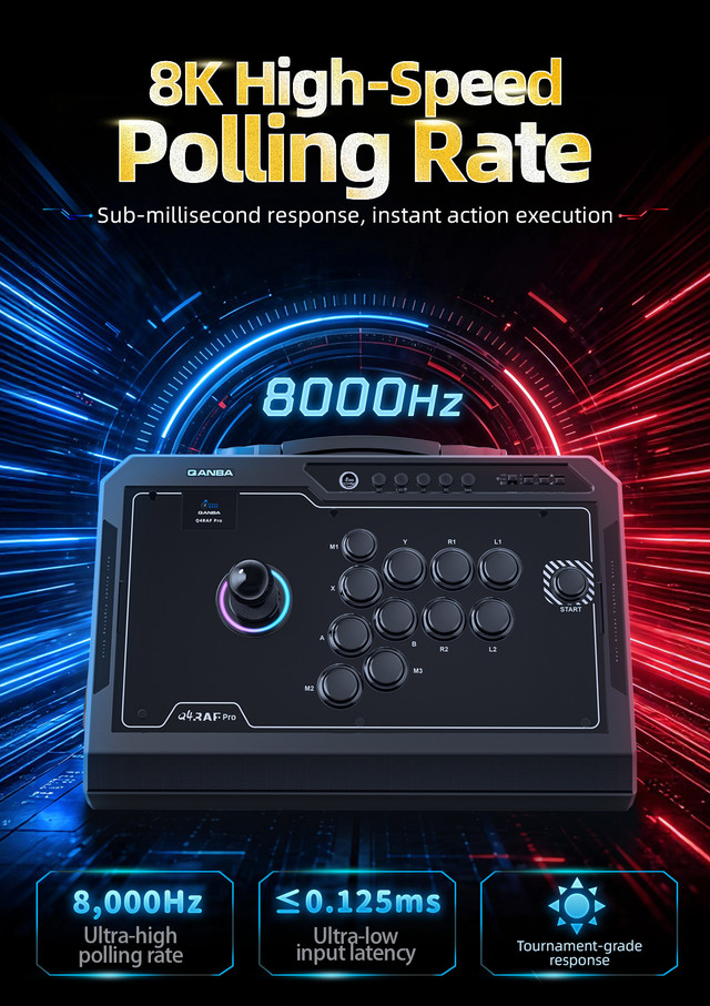 QanbaUSA's tweet photo. A legend returns! 🕹️ 

Pre-orders for the Qanba Q4 RAF Pro are officially LIVE!

Rebuilt with modern upgrades: 

⚡ 8K Polling Rate / Sub-ms response 
🎛️ 11-Button Layout 
🧲 Magnetic Quick-Release Panel 
📶 Tri-Mode Wireless

👇
 https://t.co/kEFLTXNW9V https://t.co/1ej4v4U2dT
