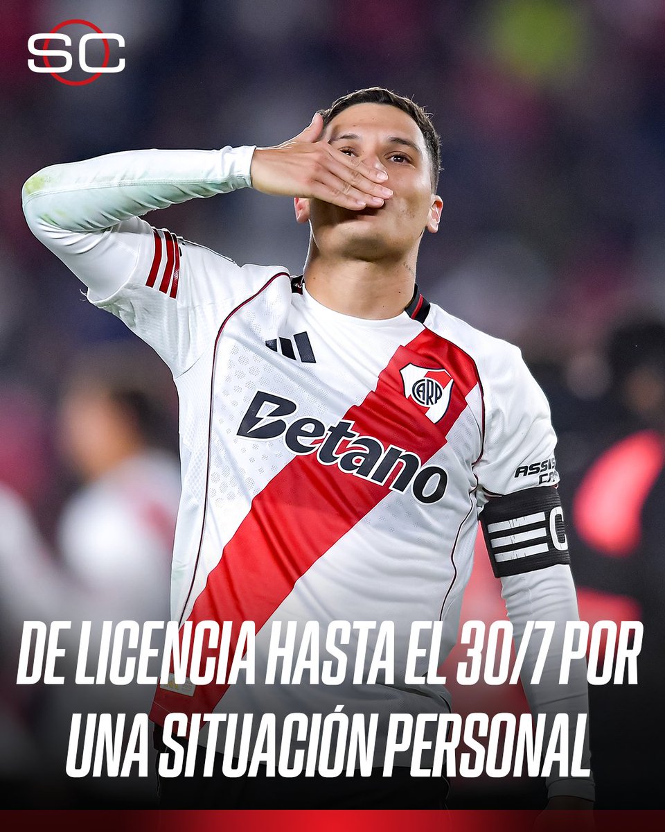 SC_ESPN's tweet photo. ATENCIÓN: Juanfer Quintero solicitó una licencia hasta el 30/7 que fue autorizada por River debido a una situación personal. El jugador colombiano está en Miami y viajará a Medellín hasta reintegrarse a los entrenamientos.

ℹ️ @juanbalbi9 https://t.co/svdUshdjkq