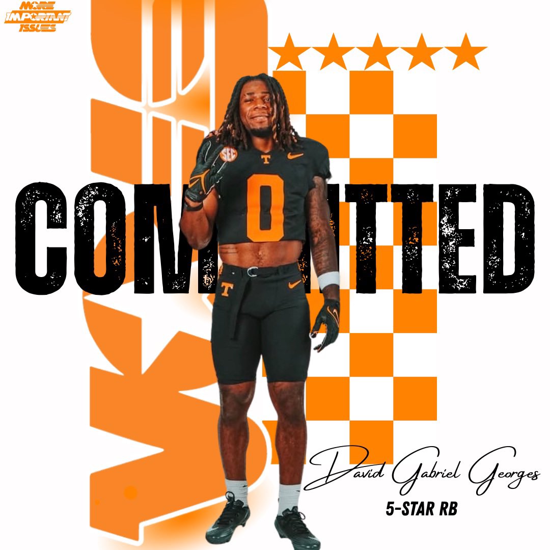 More_Issues's tweet photo. BREAKING: 5⭐️ RB David Gabriel Georges has committed to Tennessee over Ohio State.🍊 https://t.co/nEWjl4wQSw