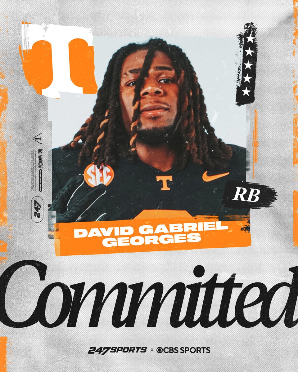 GoVols247's tweet photo. 🚨 BREAKING 🚨

Five-star RB David Gabriel Georges just committed to Tennessee on the @CBSSportsCFB YouTube channel, choosing the #Vols over Ohio State and Ole Miss.

The @BaylorSchoolFB standout is the No. 10 player in the 2027 class.

🔗 https://t.co/qOgCdypr8o https://t.co/pXHw7Yq34O