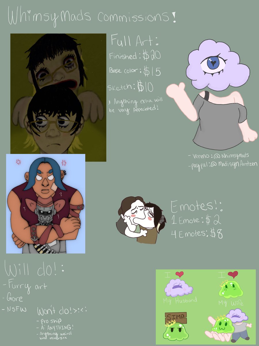 WhimsyMads's tweet photo. Hello! New account! I have commissions open as I’m saving up for a place to stay for my German friend who will be here for a month! Please Dm me if you are interested! Just know I won’t start the commission until after I get paid! Thank you so much! #commission #art #smallartist https://t.co/BpgI26xkoN