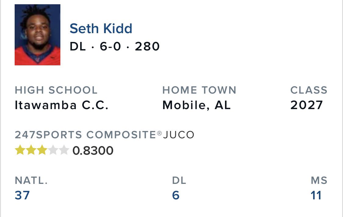 Sethmadekidd's tweet photo. #AGTG Blessed To Be Ranked as a 3 Star ⭐️ @Coach_TMacon @CoachHentzICC https://t.co/MbipIcnmTX