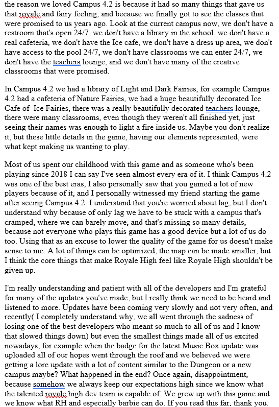 lilyofthecastle's tweet photo. Hello my letter to @RoyaleHighValks &amp; @neopolitime 🧵

the reason we loved Campus 4.2 is because it had so many things that gave us that royale and fairy feeling, and because we finally got to see the classes that were promised to us years ago.++ https://t.co/70yjIq5iYv
