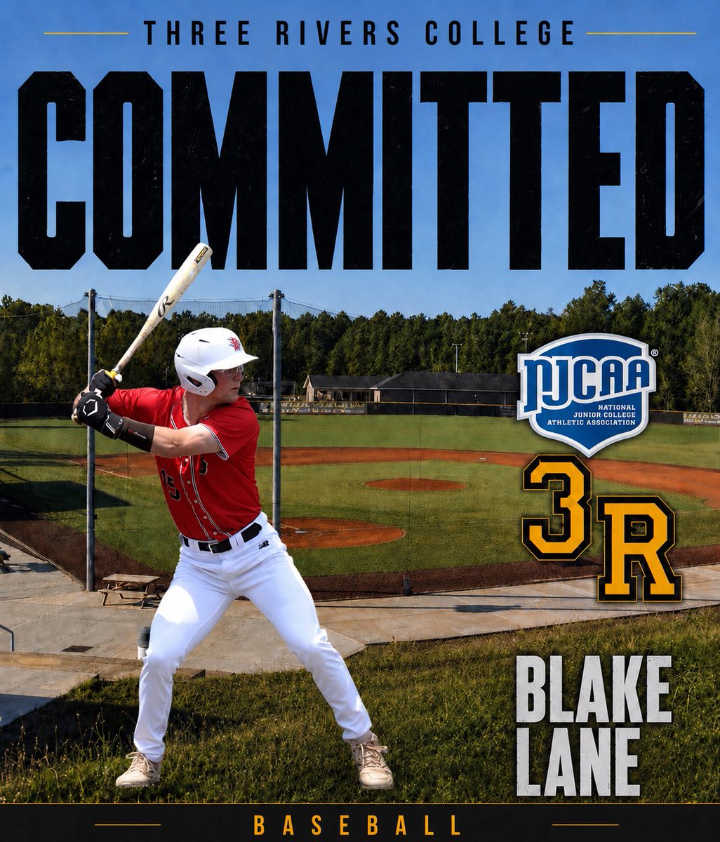 blakelane2027's tweet photo. I’m excited to announce my verbal commitment to Three Rivers College to continue my academic and athletic career. I want to thank my family and coaches for helping me get to this point. I’d also like to thank Coach Palmer and the Three Rivers coaching staff for this opportunity. https://t.co/SXrbR2Wbka