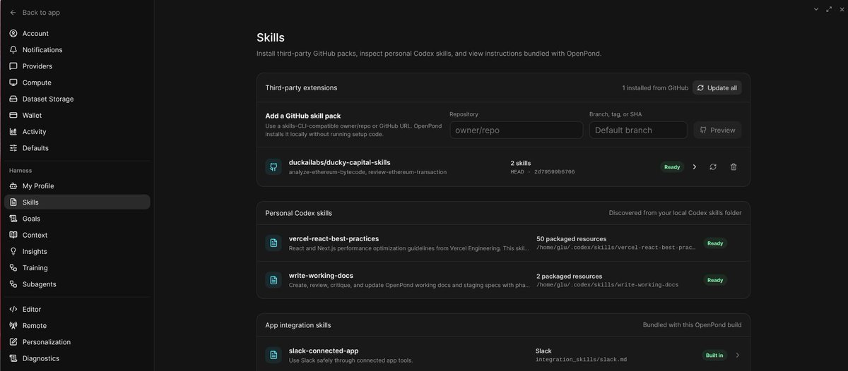 0xglu's tweet photo. Skills updates

- inline videos
- fixed artifact bunching and model turn in chat
- accepts 3rd party skills and detects codex/claude skills directories 

v0.0.37 is out https://t.co/Cn58uh7jUR