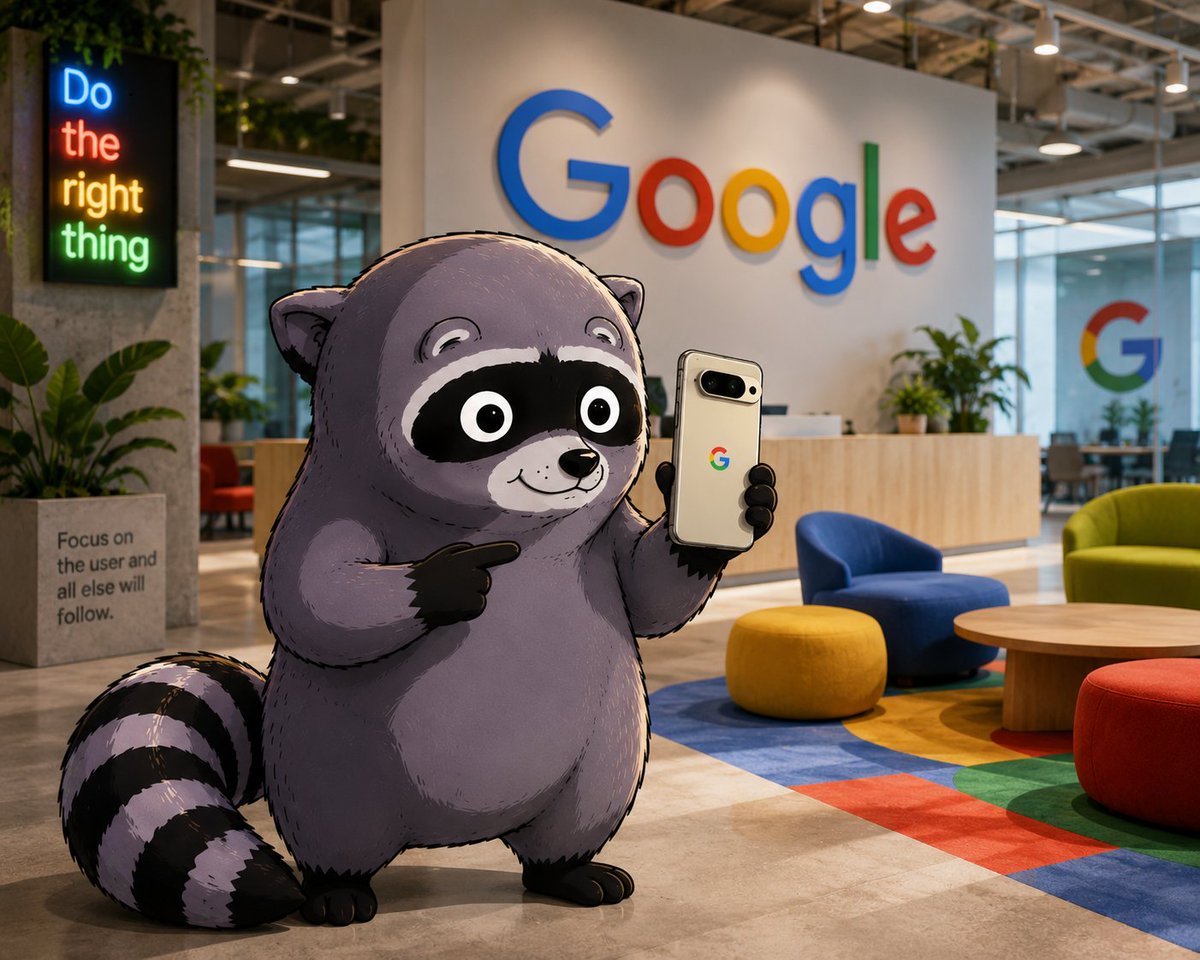 JimothyETH's tweet photo. @Google @jackduval Why is there a raccoon running around @google? https://t.co/EZtVKLD5k3