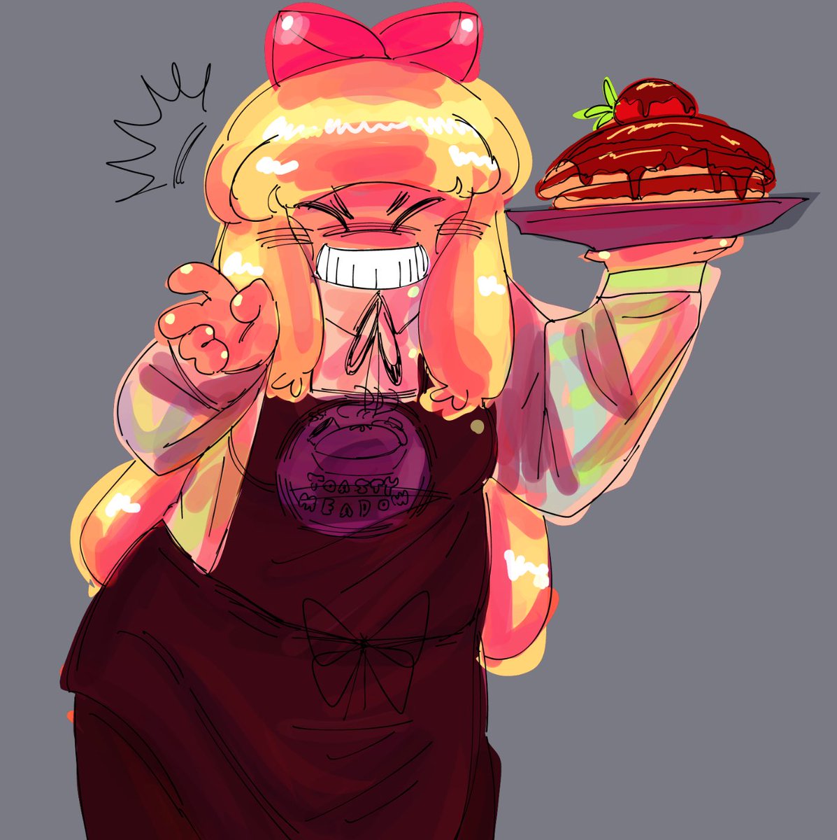 respectrox67's tweet photo. fuu in fact did eat the pancakes emily is holding #ocs https://t.co/e1QKoNCvPk