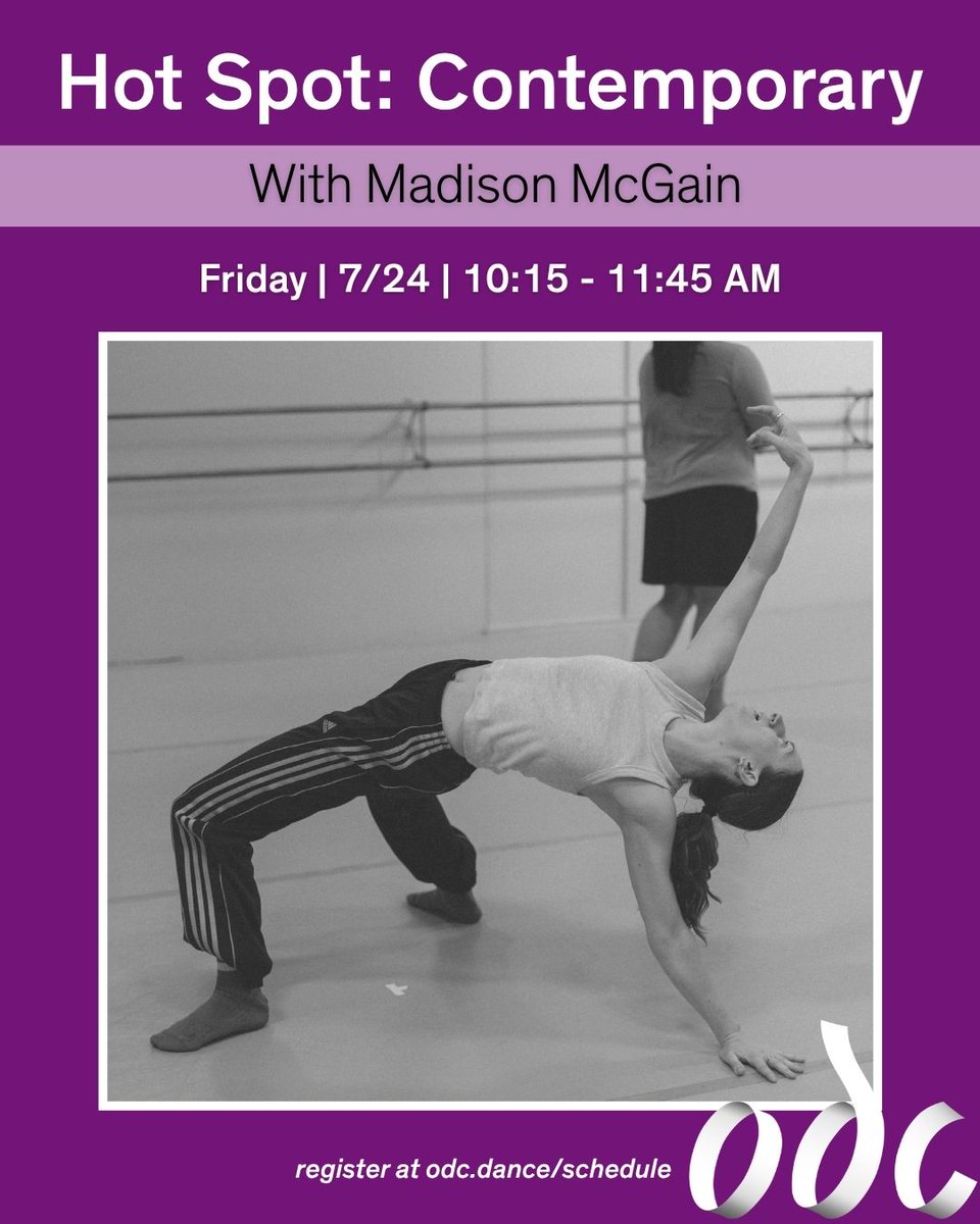 ODCsf's tweet photo. 🔥 Hot Spot: Contemporary | Movement for Embodied Inquiry w/ Madison McGain
Friday, 7/24/26, 10:15-11:45am
🔗 Visit the schedule page to register https://t.co/47BwBt0qE5
#odcsf #dance #contemporarydance #danceclass #sfdance https://t.co/ZgoS7xHU96