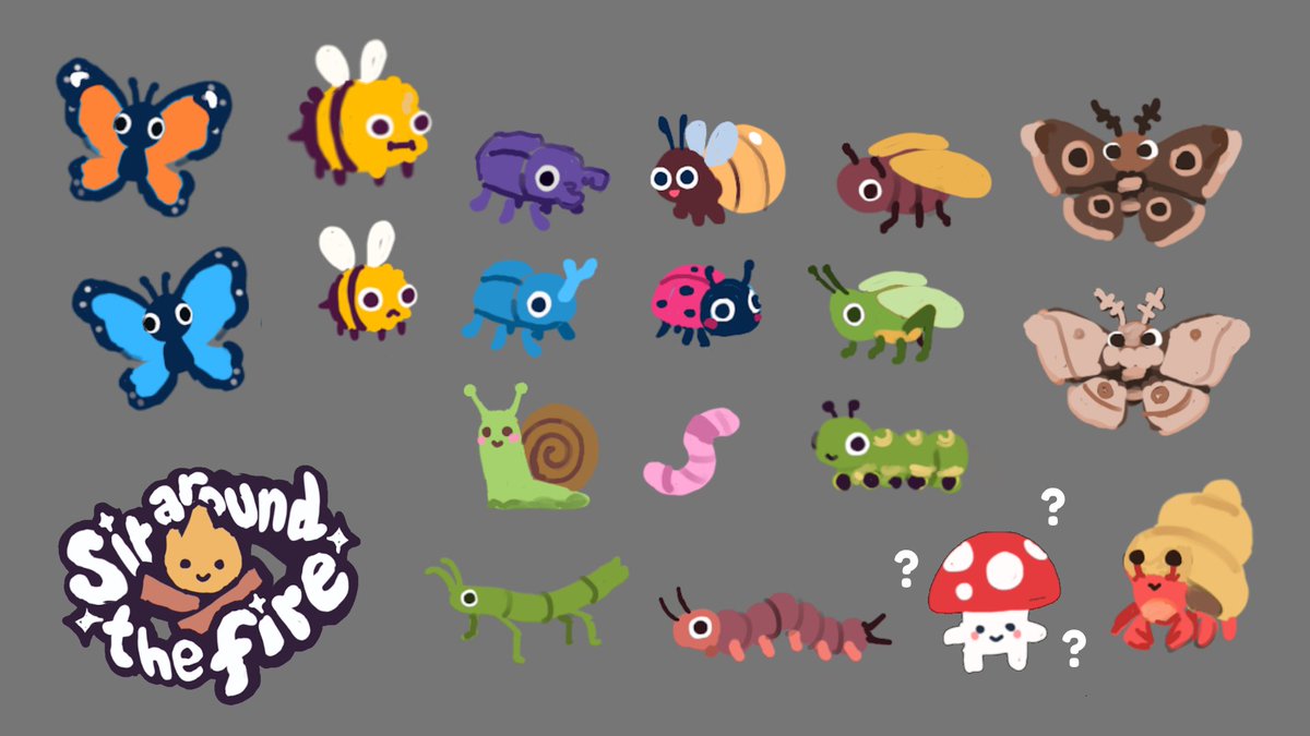 halftoasted_dev's tweet photo. here's a look at some concept art for some intentional* bugs coming to SATF! 🐝🦋🐞

would you just snap a pic or add them to your collection? 📸

#SATFgame #gamedev https://t.co/fEoxnWips4