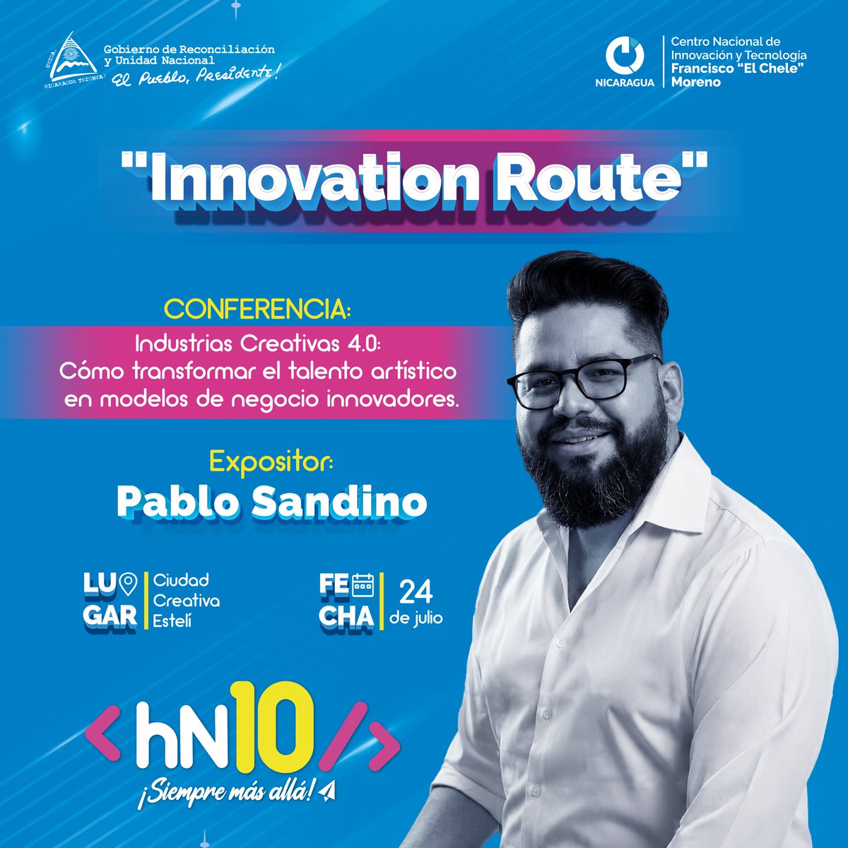 Hackathonica's tweet photo. 🚀 ¡𝐈𝐧𝐧𝐨𝐯𝐚𝐭𝐢𝐨𝐧 𝐑𝐨𝐮𝐭𝐞 𝐥𝐥𝐞𝐠𝐚 𝐚 𝐥𝐚 𝐂𝐢𝐮𝐝𝐚𝐝 𝐝𝐞 𝐥𝐨𝐬 𝐌𝐮𝐫𝐚𝐥𝐞𝐬!

✨Acompáñanos en la Conferencia: Industrias Creativas 4.0, donde aprenderás a transformar el talento artístico en modelos de negocio innovadores, a cargo de 𝐏𝐚𝐛𝐥𝐨 𝐒𝐚𝐧𝐝𝐢𝐧𝐨. https://t.co/mPjkO8XNAO