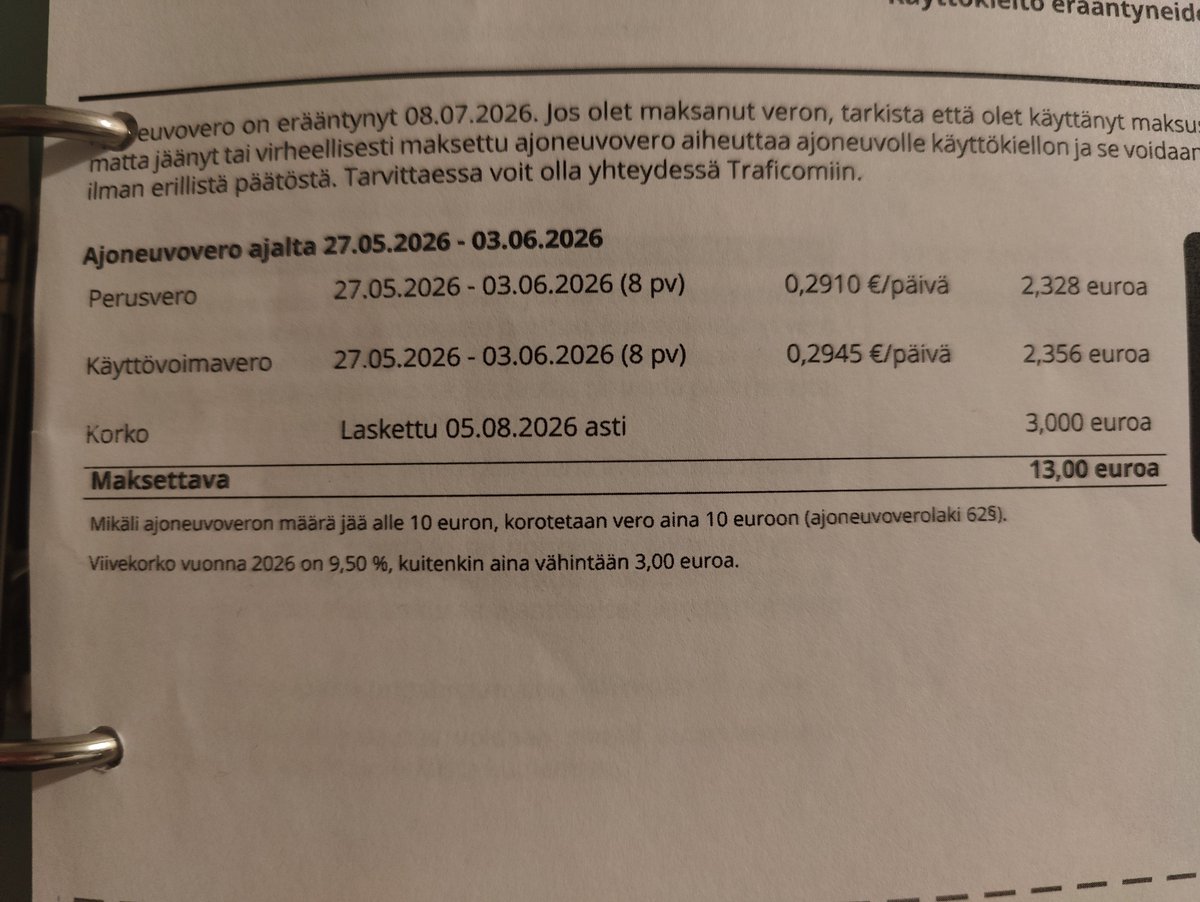 KimmoMatikainen's tweet photo. Mä sain #Traficom :ilta karhulaskun. Alkuperäistä laskua 4,68€ en ole saanut. Nyt maksoin 13€. Onko reilua? https://t.co/2XP0CxQ6WY