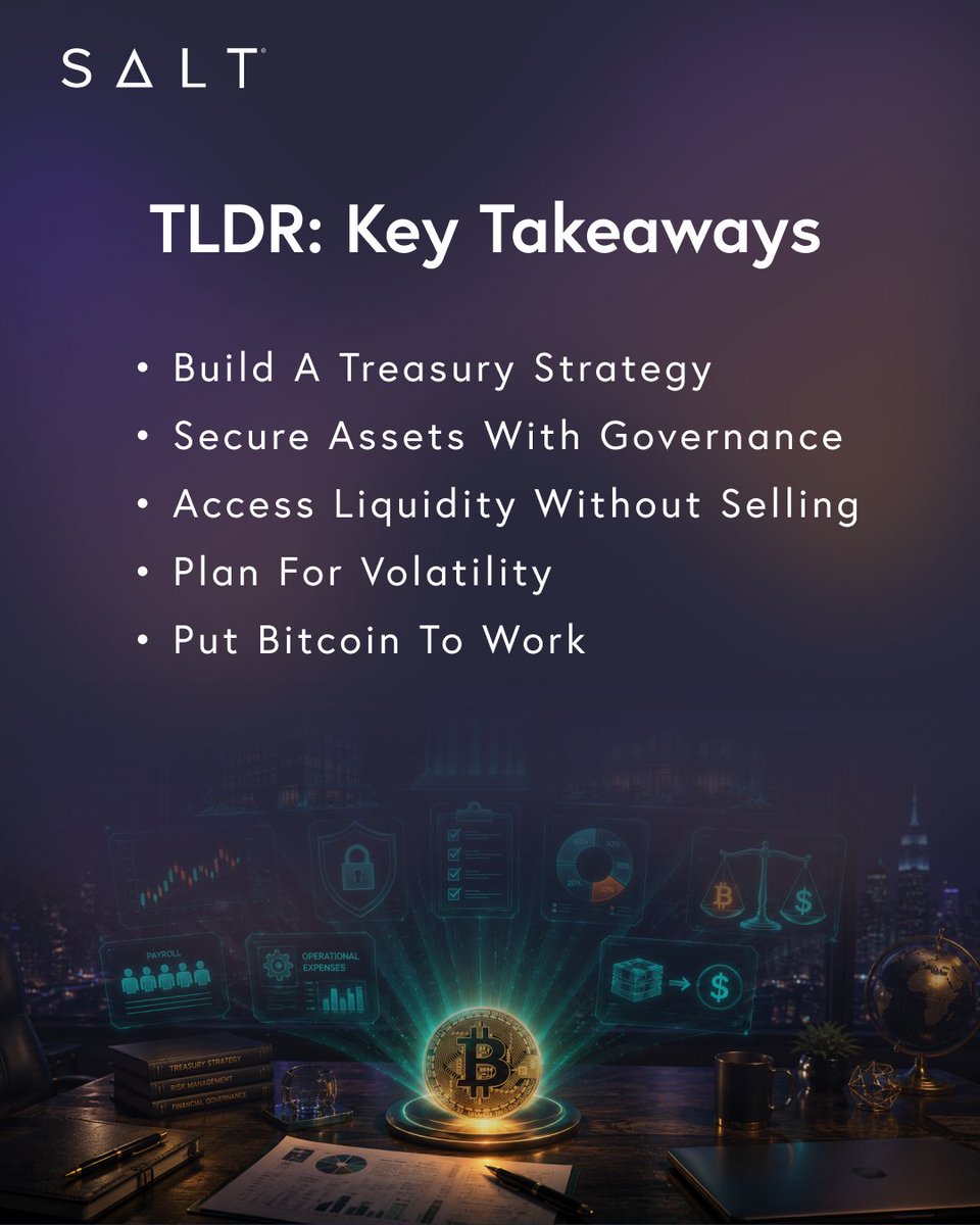 SALTLending's tweet photo. Bitcoin treasury management isn't just for public companies.

Private businesses and family offices need a strategy for allocation, custody, liquidity, governance, and volatility management.

Our latest blog breaks it all down.

#Bitcoin #BitcoinLoans #BitcoinLending #TreasuryManagement #CorporateTreasury #FamilyOffice #DigitalAssets #SALT