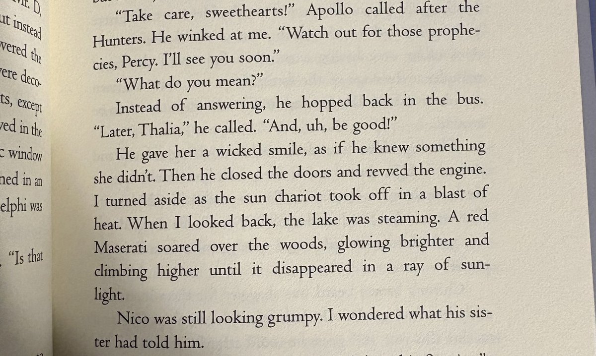 percabethsloves's tweet photo. ohhh I wonder if this is a still from the scene of apollo leaving camp after dropping them off which could explain why the hunters look like THAT and why nico and bianca still look shocked about being dropped into all of this and just meeting a god and goddess for the 1st time https://t.co/iIEZJbCHfw