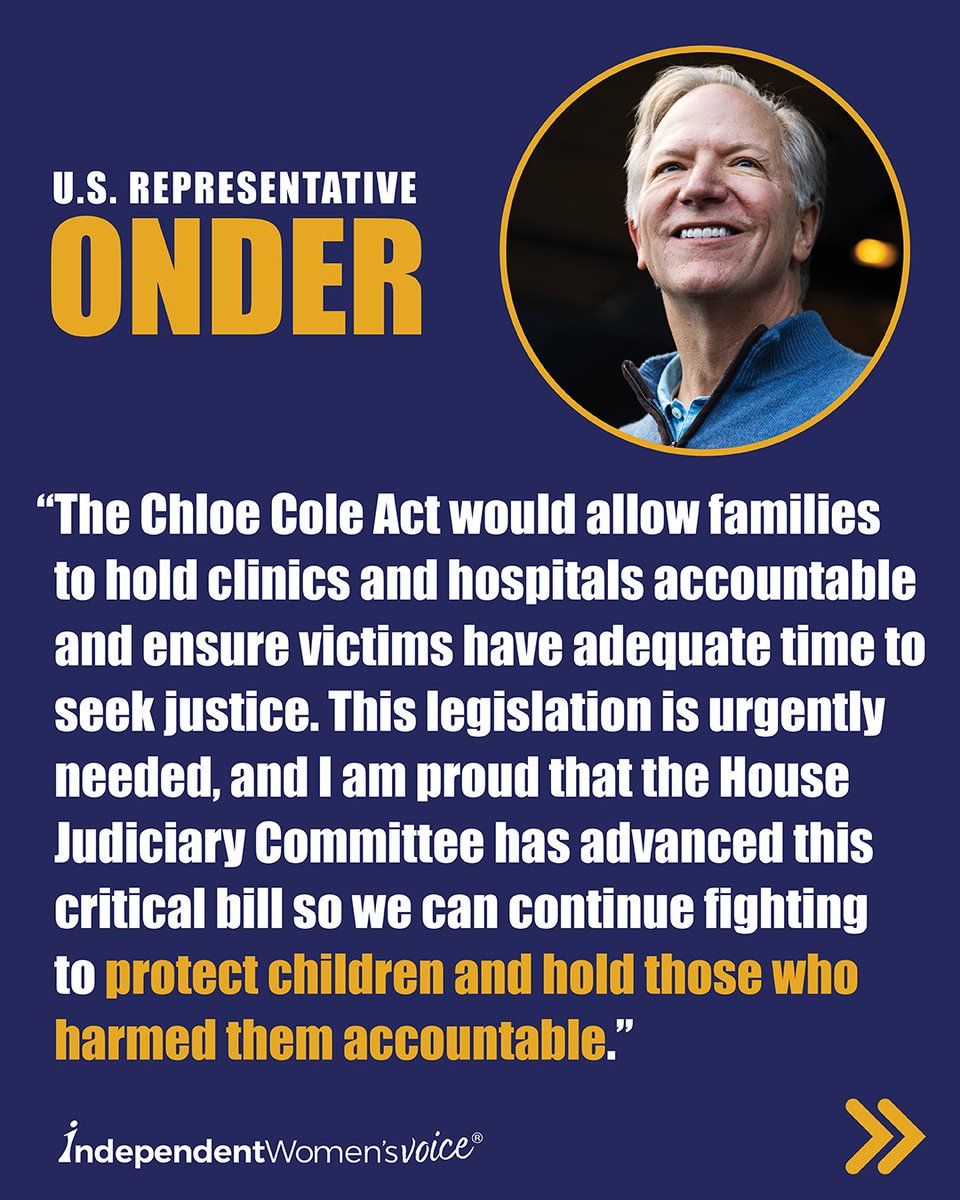 IWV's tweet photo. ‼️ HUGE WIN: The House Judiciary has advanced the Chloe Cole Act, a critical step toward protecting children from irreversible medical interventions. 

It would also ensure accountability for those already harmed, extending the statute of limitations for detransitioners to 25 years from their 18th birthday or 4 years from the time a detransition treatment is charged.

@ChloeCole @RepBobOnder 
https://t.co/0xt5AgoKcZ