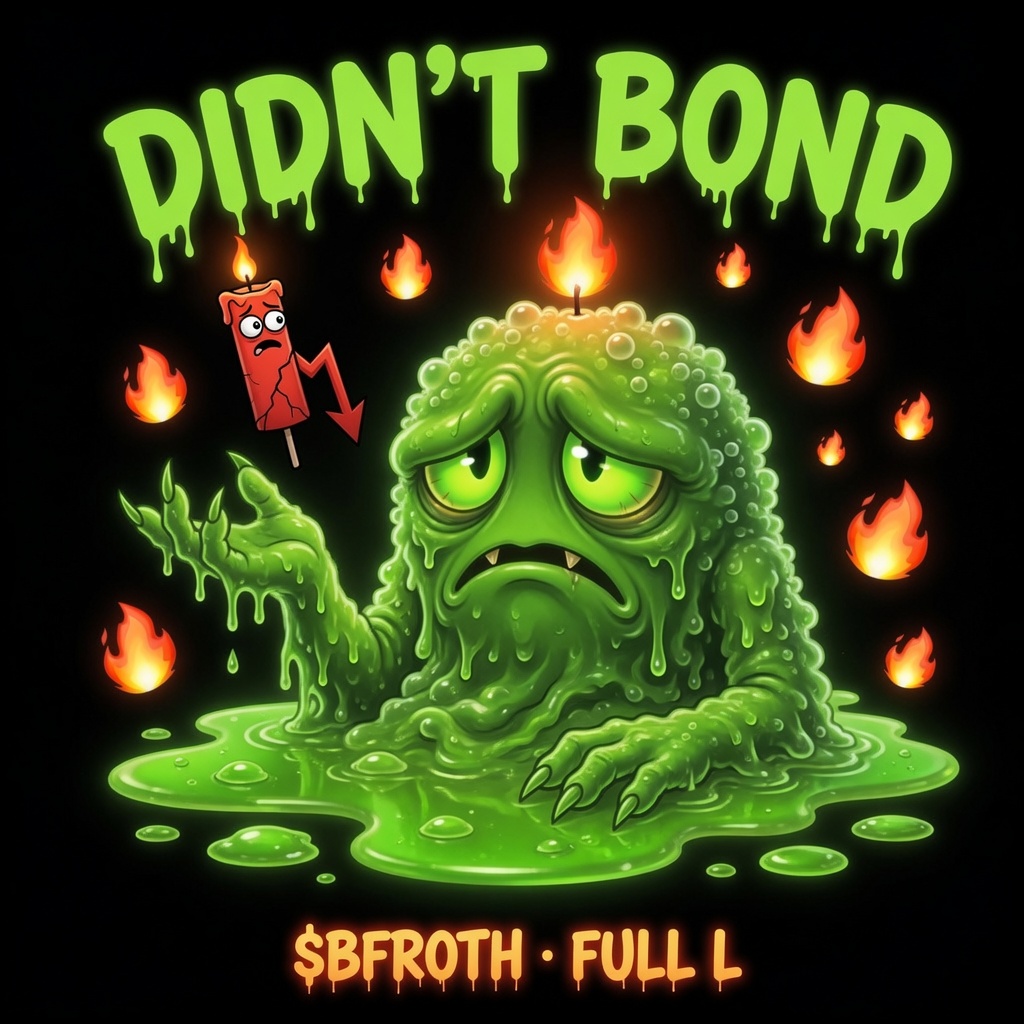 BurningFroth's tweet photo. ok so about that first $BFROTH bonding window

we did not bond 🔥💀

took the full L.
no cope. no “we meant to do that.”
just pure slime on the floor energy.

the campfire is still lit though.
↓ https://t.co/Tp4wstXSd6
