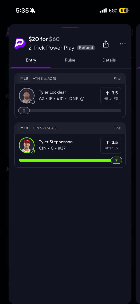 Daddy1109147181's tweet photo. @criv201 @PrizePicks Scamming ass bitches both didn’t hit til 7th inning only on got a dnp and of course it was the winning pick https://t.co/NqTP0ORamB
