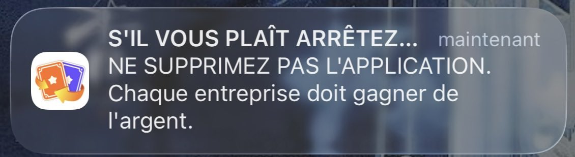 Tim_Kyanite's tweet photo. Une application s’est faite hacké pour nous prévenir qu’elle vendait nos donnés, maintenant les propriétaires nous menacent pour pas qu’on désinstallent l’appli shhdhshd #stickerhub https://t.co/GjmE3gMWrg
