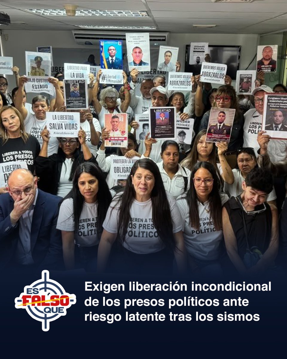 EsFalsoQue's tweet photo. Organizaciones no gubernamentales, defensores de derechos humanos y familiares de detenidos alzaron su voz este miércoles en una rueda de prensa para exigir la libertad plena e incondicional de los más de 500 presos políticos en el país. #PresosPoliticos #Venezuela https://t.co/TITztVOv0Q