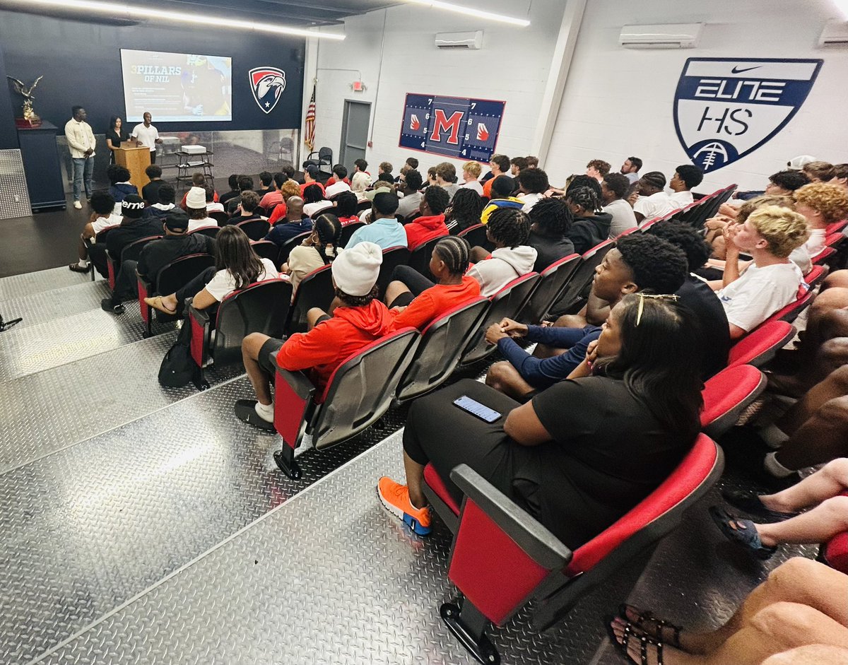 CoachBenReaves's tweet photo. What. A. Day. At. The M‼️‼️

We got better OFF the field today. 

I can’t thank @NikiNotoPalmer and @WinSportsGroup for coming and educating our guys on NIL, Finances, Agencies, Collectives, Contracts, Media Relations, Speaking to the Media, and everything in between. https://t.co/fSldNxue9B