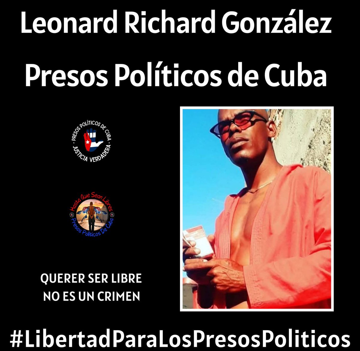 Cleopat23611172's tweet photo. Actualización sobre la situación del Preso Político Leonard Richard González. Su tia Yanela Alfonso @alfonsoyanela1, me ha informado que en efecto, Leonard intentó quitarse la vida. 

El guardia que supuestamente está encargado de "cuidarlo", le dijo a su hermana que el no sabía de los padecimientos de Leonard, ni que tan mal estaba. 

En estos momentos lo tienen aislado en un cuarto de psiquiatría, esposado las 24 hrs del día, lo cual lo tiene más alterado. 

Vamos a seguir visibilizando esta denuncia familia, no lo dejemos solo. 

#HastaQueSeanLibres #Todos #PresosPoliticosDeCuba @PresosCuba