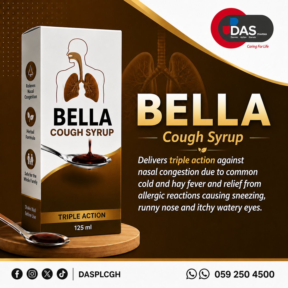 DASPLCGH's tweet photo. Runny nose? Itchy eyes? Congestion?
Bella Cough Syrup is your go-to for allergy relief 💊
Reach out anytime 📲 https://t.co/FrpZqAaSUS
#DannexAyrtonStarwinPLC 
#CaringForLife
#GhanaHealth https://t.co/hfKqwseUps