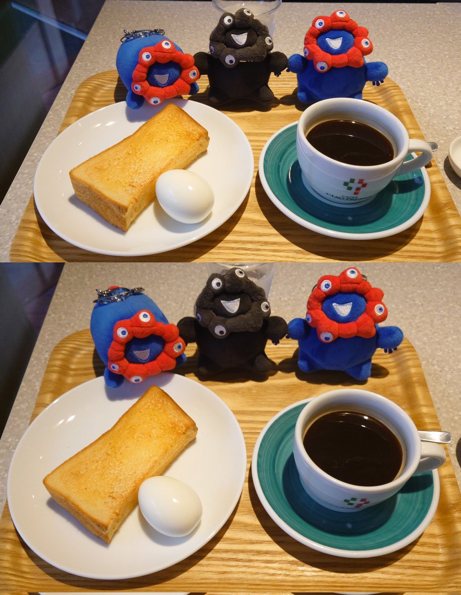 HIRO_JO3WGV's tweet photo. t's coffee time. ☕
#cafeciaopresso
#caffeamericano ☕
#boiledegg #buttertoast 🍞
#カフェチャオプレッソ
#カフェアメリカーノ ☕
#ゆで卵 🥚 #バタートースト 🍞
A day that starts with a cup of coffee ...
Together with Myakumyaku.(´∇`)
もっちりミャクミャク(ミニs❤️💙🖤🩶)と😏 https://t.co/vCMNyjK4aW