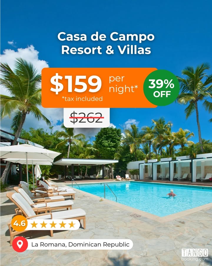 tangobookings's tweet photo. $159/night for Casa de Campo? That’s not normal. 🌴

La Romana luxury, 39% off, no hidden fees.

📩 DM us, we’ll lock it in for you.

#TravelDeals #LuxuryTravel #DominicanRepublic #TangoBooking https://t.co/P1Z1CF2dTD