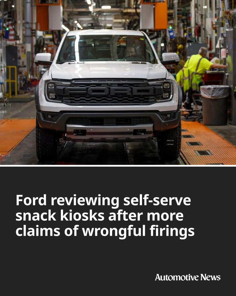Automotive_News's tweet photo. Ford and Aramark, the vendor that manages self-service payment kiosks at its factory snack bars, are reviewing multiple cases of workers who say they were terminated over technological glitches.

#Ford #workplace #automotive https://t.co/QLyREQBdGz