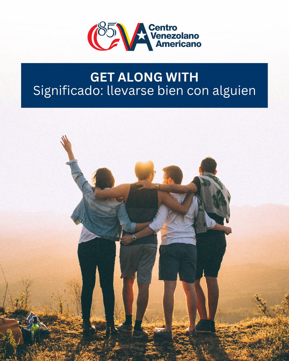 cvalasmercedes's tweet photo. ¿Quieres sonar más natural en inglés? En lugar de decir siempre "good relationship", usa el phrasal verb "Get along with" 🙌✨.

#CVA #PhrasalVerbs #AprendeIngles #InglesPractico #CentroVenezolanoAmericano #Idiomas #TipsDeIngles #Caracas #Vocabulary https://t.co/zLJDS2rHeK