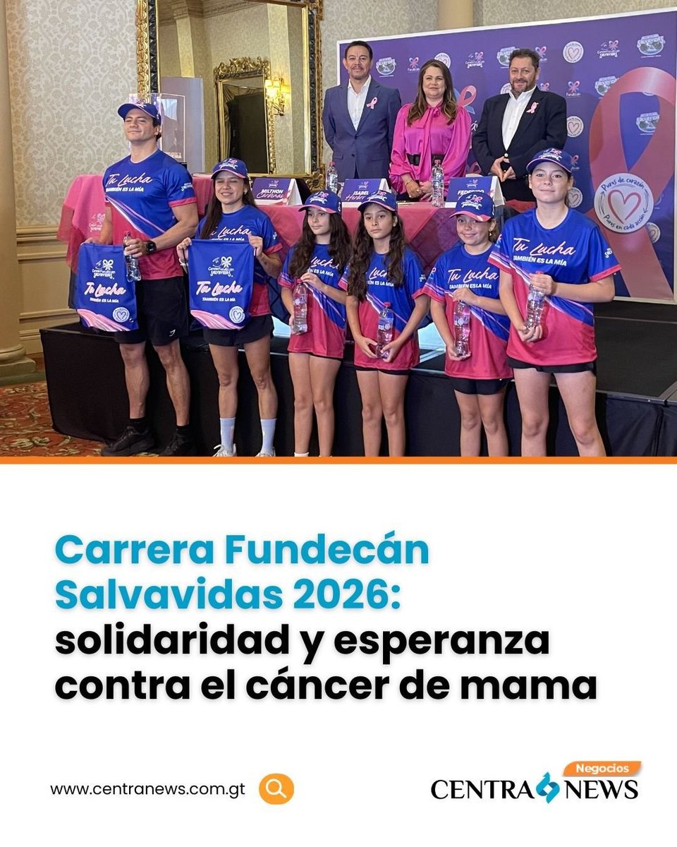 CentraNewsGT's tweet photo. CarreraFundecán | El 26 de julio, la 14.ª edición de la Carrera Fundecán Salvavidas 2026 reunirá a familias y atletas en la Avenida Reforma bajo el lema “Tu lucha también es la mía”.

La iniciativa busca recaudar fondos para tratamientos de radioterapia de mujeres con cáncer de mama, consolidándose como uno de los eventos solidarios más importantes del país.