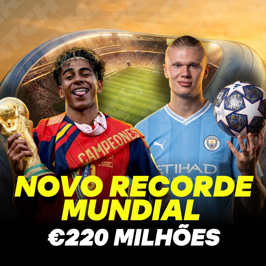 Parimatch_Latam's tweet photo. Lamine Yamal e Erling Haaland estabeleceram um novo recorde mundial de valor de mercado no futebol 🔥

Os dois craques agora estão avaliados em €220 milhões, após uma valorização de €20 milhões.

Quem você escolheria para o seu time: Yamal ou Haaland? ⚽ https://t.co/sHwZTzVXdJ