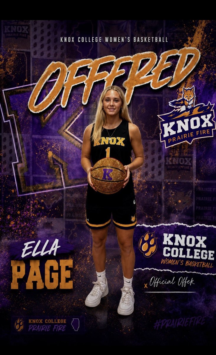 EllaPage27's tweet photo. After a great visit at Knox College I’m blessed and grateful to say that I received an official offer! Thank you @CoachKThompson3 and @em_carp4 for believing in me and giving me the opportunity to be apart of your program! 🦊💜@KnoxCareerCntr @pinkeliteclub https://t.co/v1ezdki6XN