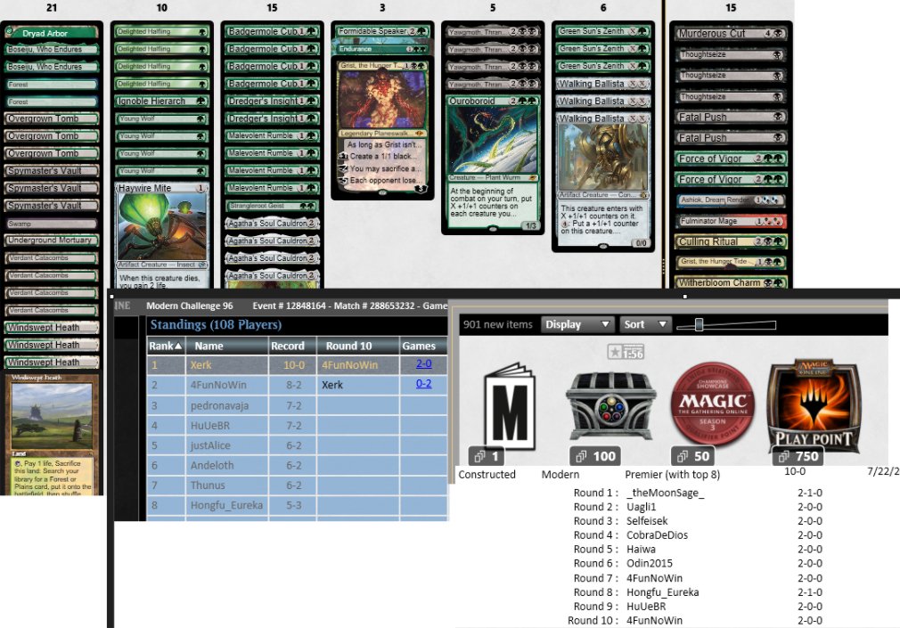 Xerk_MTGO's tweet photo. Personal record in modern challenge with 10-0, 20-2 in games!!!
Deck is perfect and is such a pleasure to play!
#teamKCT @BigBossAardos @WrzoBuMTGO https://t.co/o8NglTDXdz