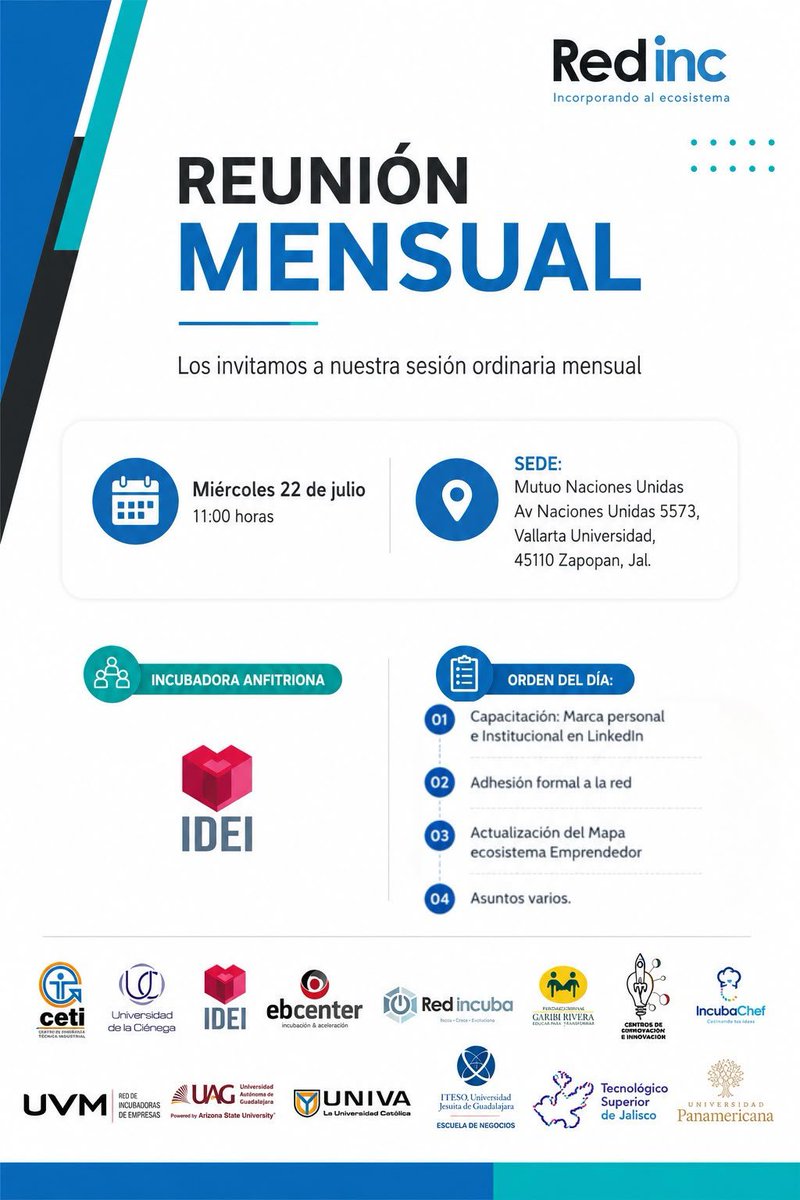 REDJAL_ORG's tweet photo. Hoy, participamos en la reunión  mensual de la #Redinc, red de incubadoras del estado de Jalisco, donde escuchamos una interesante conferencia sobre marca personal e institucional, así como, cada participante comentó los temas de su incubadoras. Gracias por las atenciones! https://t.co/N9l3isGNXZ