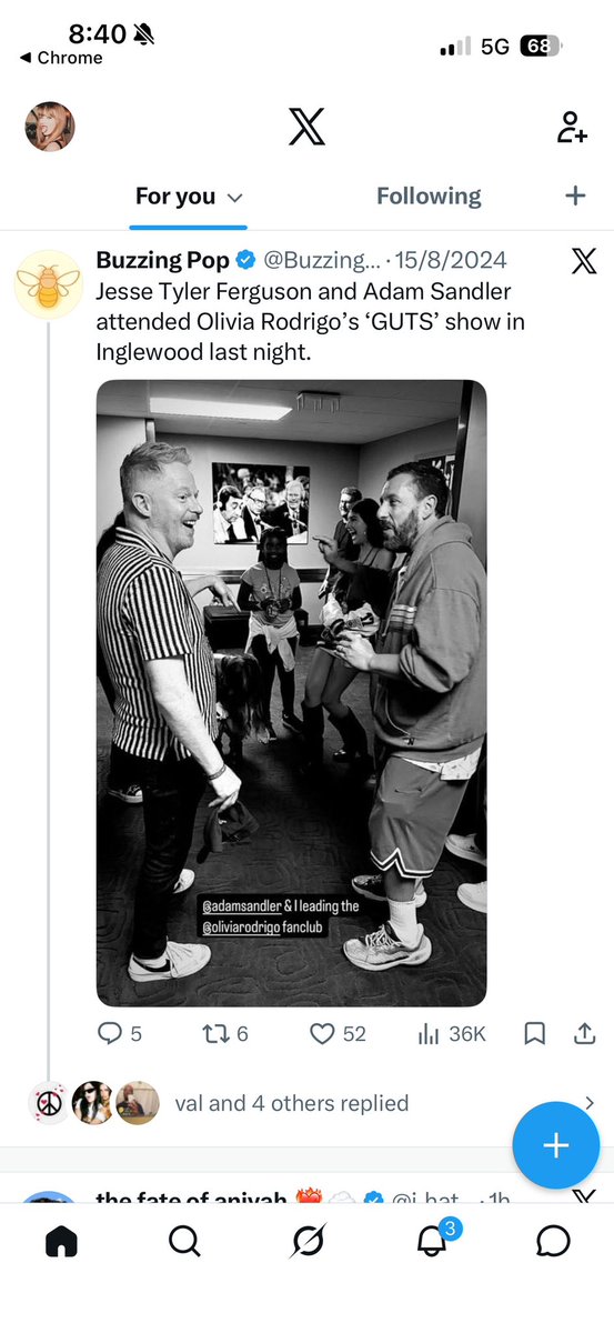 chloemarcusofia's tweet photo. And Olivia invited Adam sandler to her GUTS show https://t.co/lJutwql0Gr