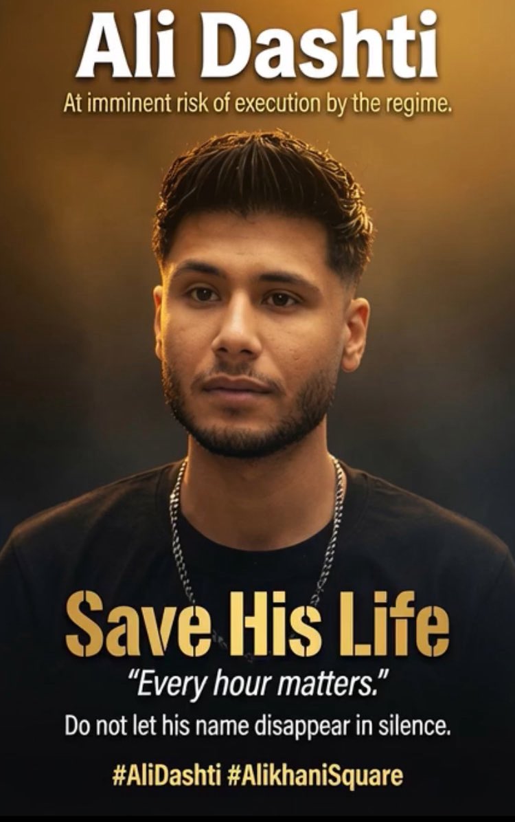 RAYASMRAY's tweet photo. 🔴URGENT: Silence kills!

SCHEDULED TO BE EXECUTED TOMORROW! 

#Ali_Dashti, detained by the occupying Islamic regime in Iran have been sentenced to death solely for his cries for freedom, and his life is in grave danger. 

Be their voice before it’s too late!

#IranMassacre
#StopExecutionsInIran