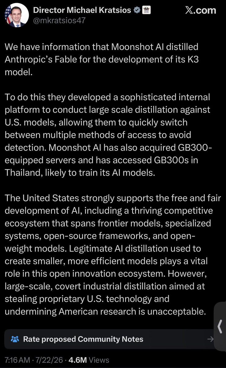 _MG_'s tweet photo. And the attempts at regulatory capture continue. Because knowing who your customers are & preventing abusive access would just be too hard. Even though entire industries have solved this.

We have to just assume the frontier companies are going to keep handing out their models & the only way to fix this is by blocking the Chinese models within the USA. 🙃