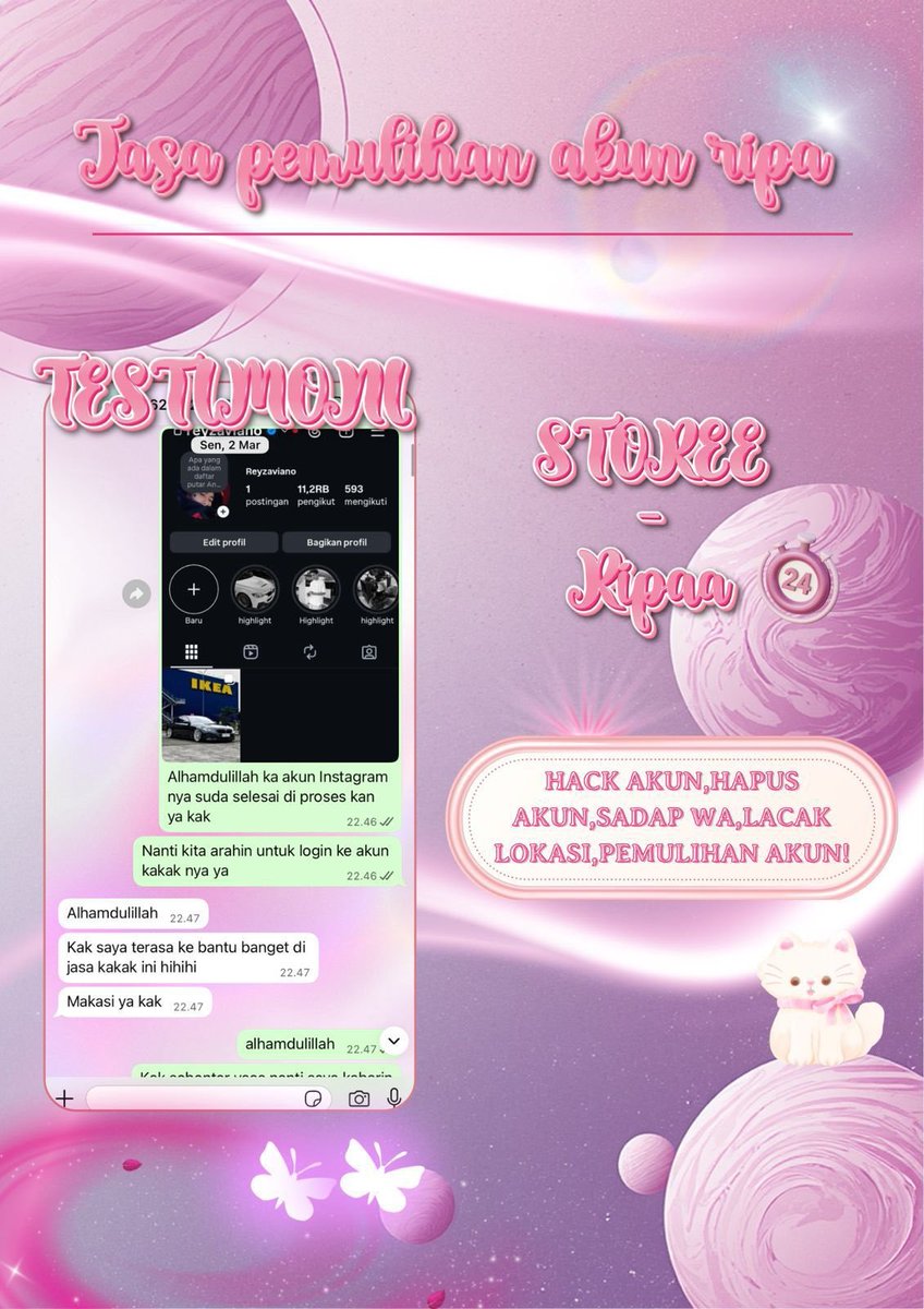 puliqh's tweet photo. Menyediakan Jasa pemulihan akun &amp; Jasa Pulihkan akun, Jasa Lacak, Sadap WhatsAp

Jasa balikin akun Instagram dan Facebook, Tiktok, Linkedlin, Gmail, Line, all sosmed.

Serta : Hapus Akun, Sadap WhatsApp,Lacak Lokasi dan Hack Akun

WhatsApp https://t.co/vM7rDdQZsX
#zonauangㅤ https://t.co/DRgYyDRmjp
