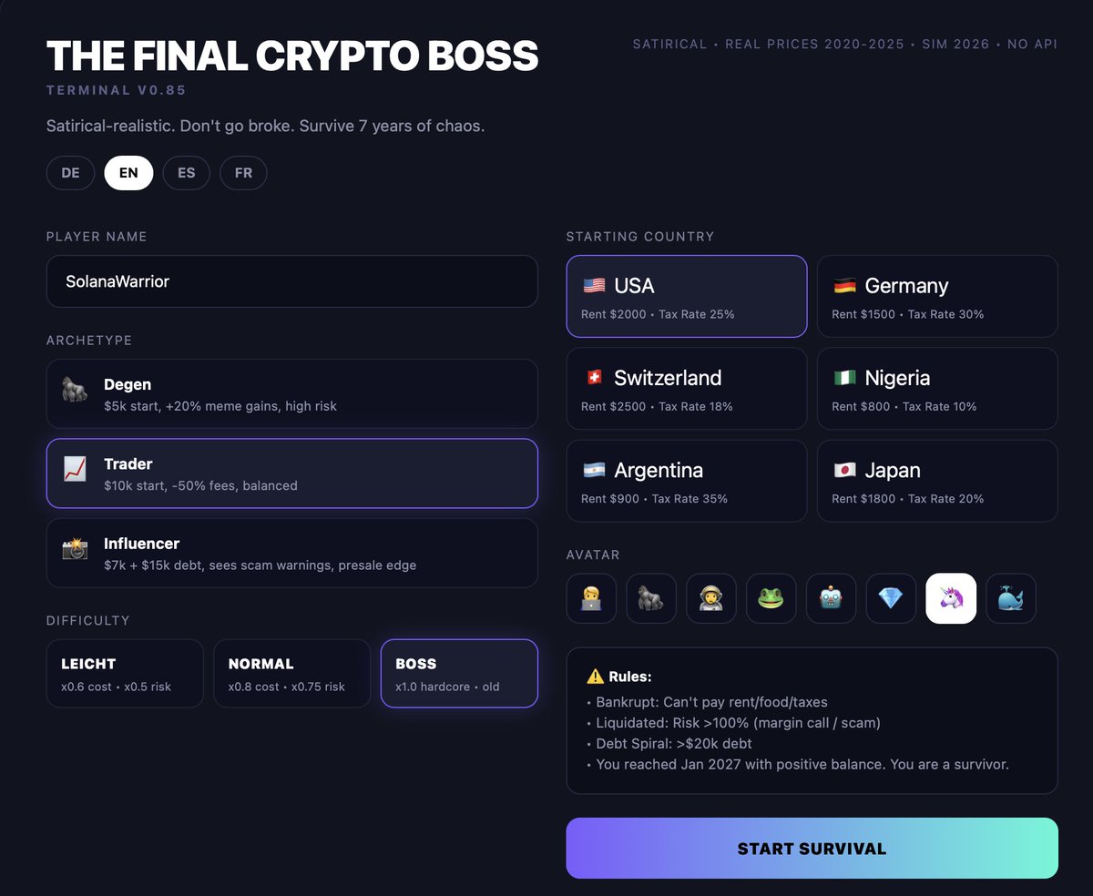 CryptoBossFInal's tweet photo. The Final Crypto Boss is in BETA right now.🚀

Our focus: 

⭐️Make the game stable 
⭐️Build a real community
⭐️Listen to your feedback  

Real prices. No wallet needed. 

Survive LUNA -80%, FTX, Bear Market  

Play free now 👇 

https://t.co/arYbbKih5m #Crypto #CryptoGame 🚀 https://t.co/4BEEsHafjv
