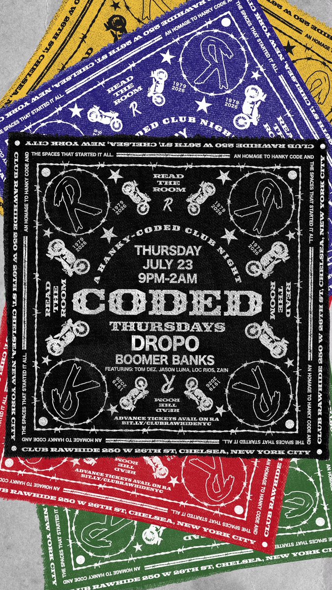 Boomer_Banks's tweet photo. Let’s keep Thursdays thriving last week was colorful and fun @rawhide_nyc 
What’s your code! 🟥🟦🟩🟨🟧🟪⬛️⬜️

Cum thur this week it’s #Dropo and I spinning all night  hosted by @DefThatJason  

Free before 10pm 👇🏾👇🏾👇🏾

https://t.co/TdFIC3NMJy https://t.co/TiIKzGa9RF