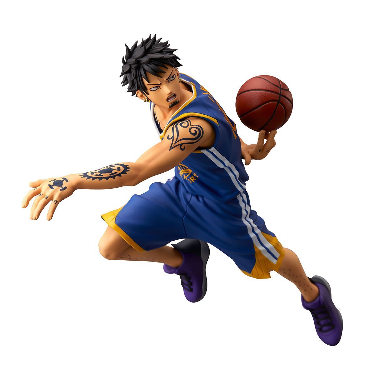 OPMerchandise's tweet photo. Product photos for One Piece x NBA Master Stars Piece The Trafalgar Law Golden State Warriors.

¥12100

🇯🇵: Preorder at Premium Bandai JP (does not ship to US). Ships January 2027.

#OnePiece https://t.co/tkTbW4SWZs