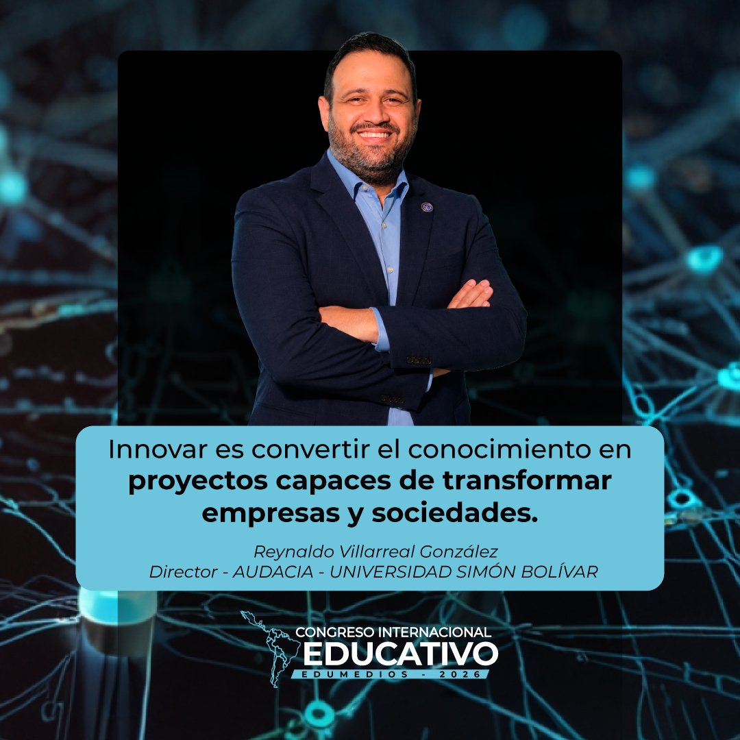 edumedia_tech's tweet photo. La IA no es solo tecnología: es decidir mejor con datos.

Reynaldo Villarreal (Audacia · Unisimón) estará en Edumedios 2026 · Barranquilla 23–25 sept.

#CongresoEdumedios2026 #IA #Educación https://t.co/9SkzvpEmv6