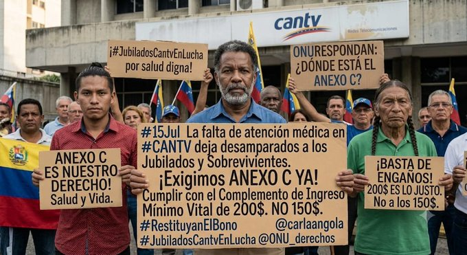 MarcoCeballo's tweet photo. #23Jul El atropello de la directiva de #CANTV no tiene nombre: Recortaron unilateralmente el Complemento al Ingreso Minimo Vital de $200 a $150 los #JubiladosCantvEnLucha Exigimos calidad de vida #RestituyanElBono Ya @DIFUNDELOYA @SociedadHabla @leoperiodista @carlaangola @NTN24 https://t.co/MdB8KfTqh7