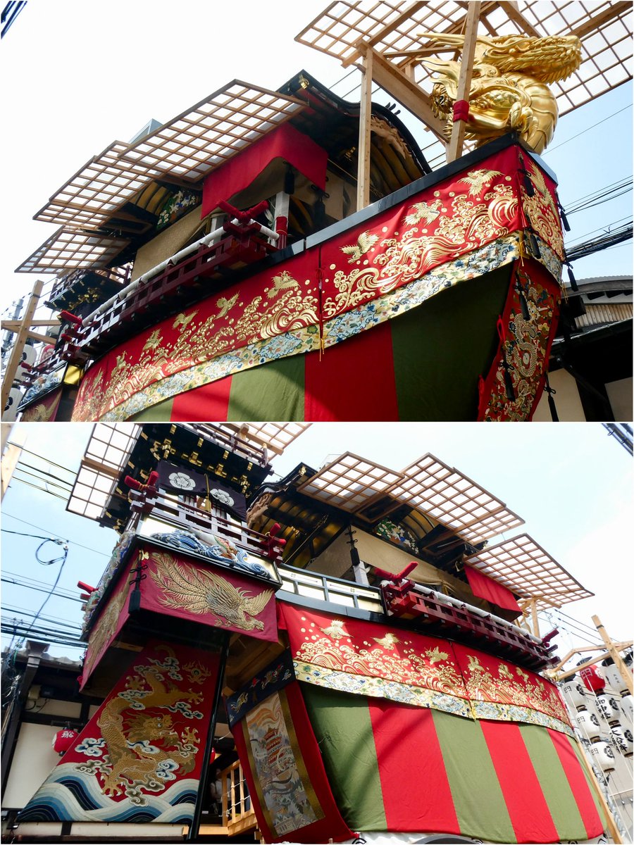 gyoen_resthouse's tweet photo. 明日は、祇園祭・後祭の山鉾巡行です。
⁡
後祭を彩る鷹山と大船鉾は、1864年（元治元年）の蛤御門の変に伴う大火「どんどん焼け」により大部分を焼失しました。
⁡
その後、長い時を経て、鷹山は令和4年（2022年）に196年ぶり、大船鉾は平成26年（2014年）に150年ぶりに山鉾巡行へ復帰しました。 https://t.co/QxZoPqPHfL