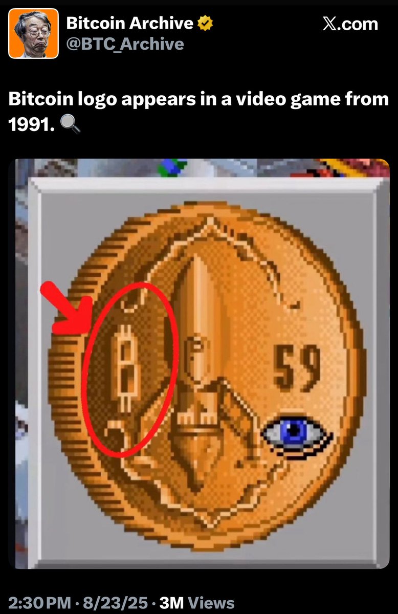 Pr_Atomic_59's tweet photo. What if everything you think you knew about Bitcoin’s origins is a simulation glitch? 

@XenFlares is credited with finding what was hidden in plain sight, the Matrix (1999) reveals $Buckazoids easter  egg in the white rabbit 🐇 scene.

7 minutes 35 seconds into The Matrix, Neo opens up the hollowed book 📕 Simulacra & Simulation.  The book is about simulations replacing reality.  

Bottom left corner in the compartment packed with different labeled media appears a mini disk 💿 No. 59 (pic & video attached)

Run “Simulacra & Simulation” through Chaldean numerology and it also comes out to 59. 

Coincidence?  Maybe.  But it’s the kind of glitch our community lives for.

The simulation literally numbered its own  manual.

We think the Matrix accidentally documented the same rabbit 🐇 hole 🕳️ @BuckazoidsWorld have been following 480 days…

Unraveling The Origin Story of Bitcoin.  We believe the glitch in the matrix led us down the white rabbit 🐇 hole 🕳️ connecting Sierra On-Line → Space Quest → cypherpunks → Hal Finney → Satoshi Nakamoto.

Same era.  Same underground hacker computing aesthetic.  

The ₿ symbol was already alive in Sierra On-Line’s Space Quest IV (1991) the game that birthed the iconic ₿UCKAZOIDS “₿”

Call it a theory.  Call it a simulation glitch in the Matrix. We call it ₿🚀59.

According to Elon Musk we’re living in a simulation and the receipts are everywhere if you know where to look.

What else is hiding in plain sight? Drop your finds below👇🏻 

₿🚀59 🐇💿💾