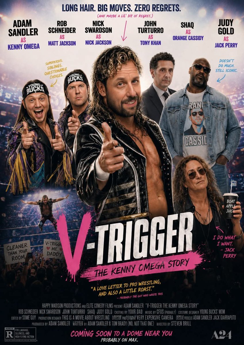 CyrusBorg's tweet photo. Stole this from a FB post.   @KennyOmegamanX @youngbucks @orangecassidy @boy_myth_legend @TonyKhan @AdamSandler @RobSchneider @NickSwardson https://t.co/g3mHVEfL8R